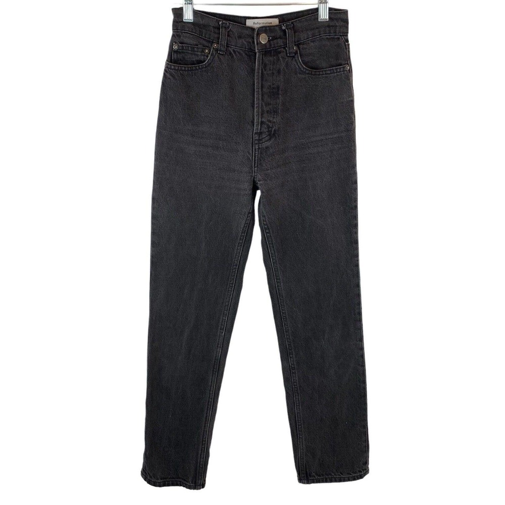 Reformation Jeans‎ Size 23 Black Denim Skinny High Rise Stretch Button Fly